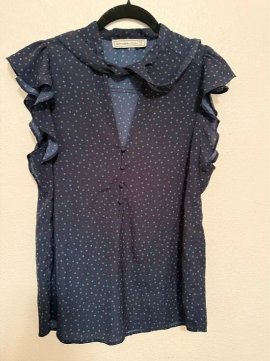 Size M Abercrombie & Fitch Navy Floral Dot Shirt - Picture 4 of 4